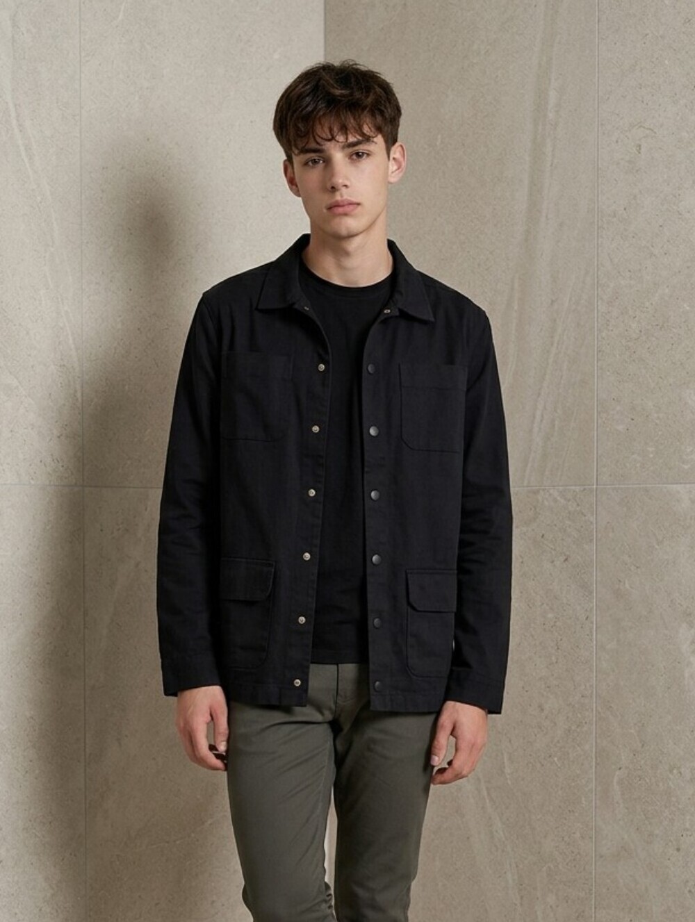NWT Thereabouts Boys Black Twill Cargo Jacket  ~sz L 14/16